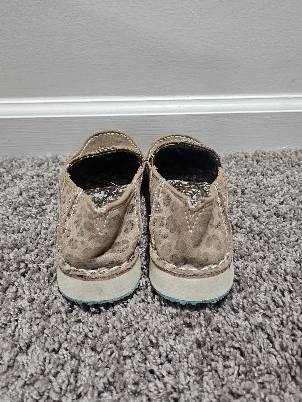 Very G Taupe Leopard-Trim Slip-On Loafers Size 6